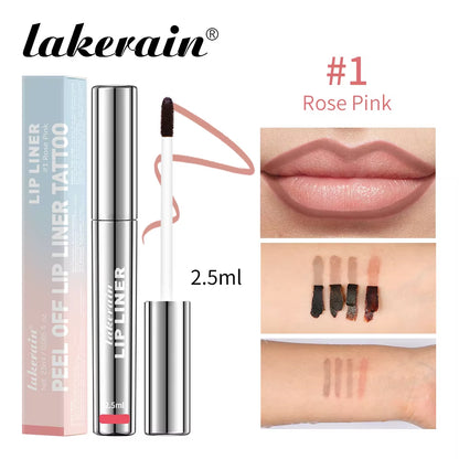 Waterproof Lip Liner Peel off Tattoo Lipgloss Waterproof Long Lasting Matte Lip Tint Brown Contour Tear-Off Lips Stain Cosmetic