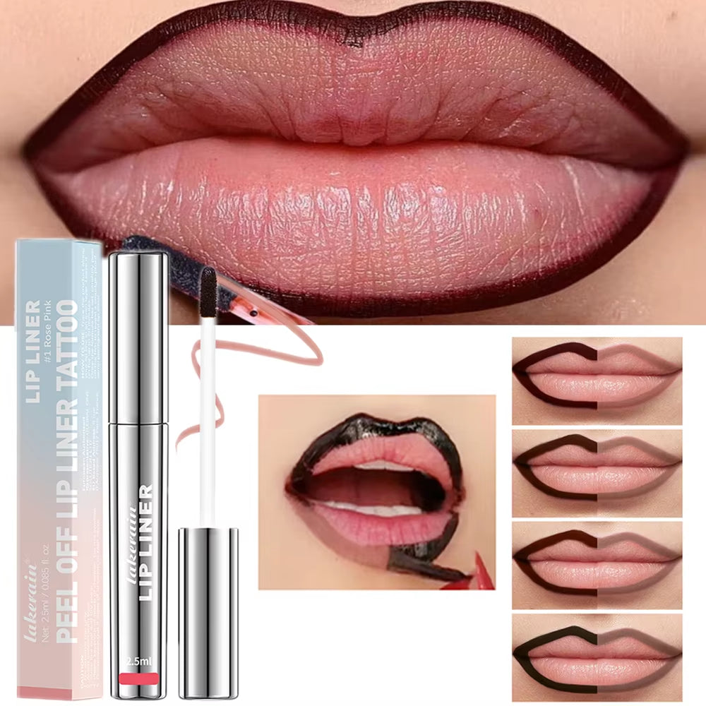 Waterproof Lip Liner Peel off Tattoo Lipgloss Waterproof Long Lasting Matte Lip Tint Brown Contour Tear-Off Lips Stain Cosmetic