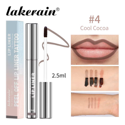 Waterproof Lip Liner Peel off Tattoo Lipgloss Waterproof Long Lasting Matte Lip Tint Brown Contour Tear-Off Lips Stain Cosmetic