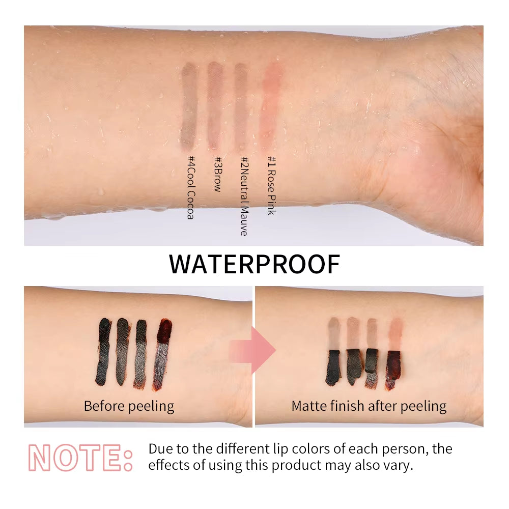 Waterproof Lip Liner Peel off Tattoo Lipgloss Waterproof Long Lasting Matte Lip Tint Brown Contour Tear-Off Lips Stain Cosmetic