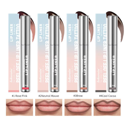 Waterproof Lip Liner Peel off Tattoo Lipgloss Waterproof Long Lasting Matte Lip Tint Brown Contour Tear-Off Lips Stain Cosmetic